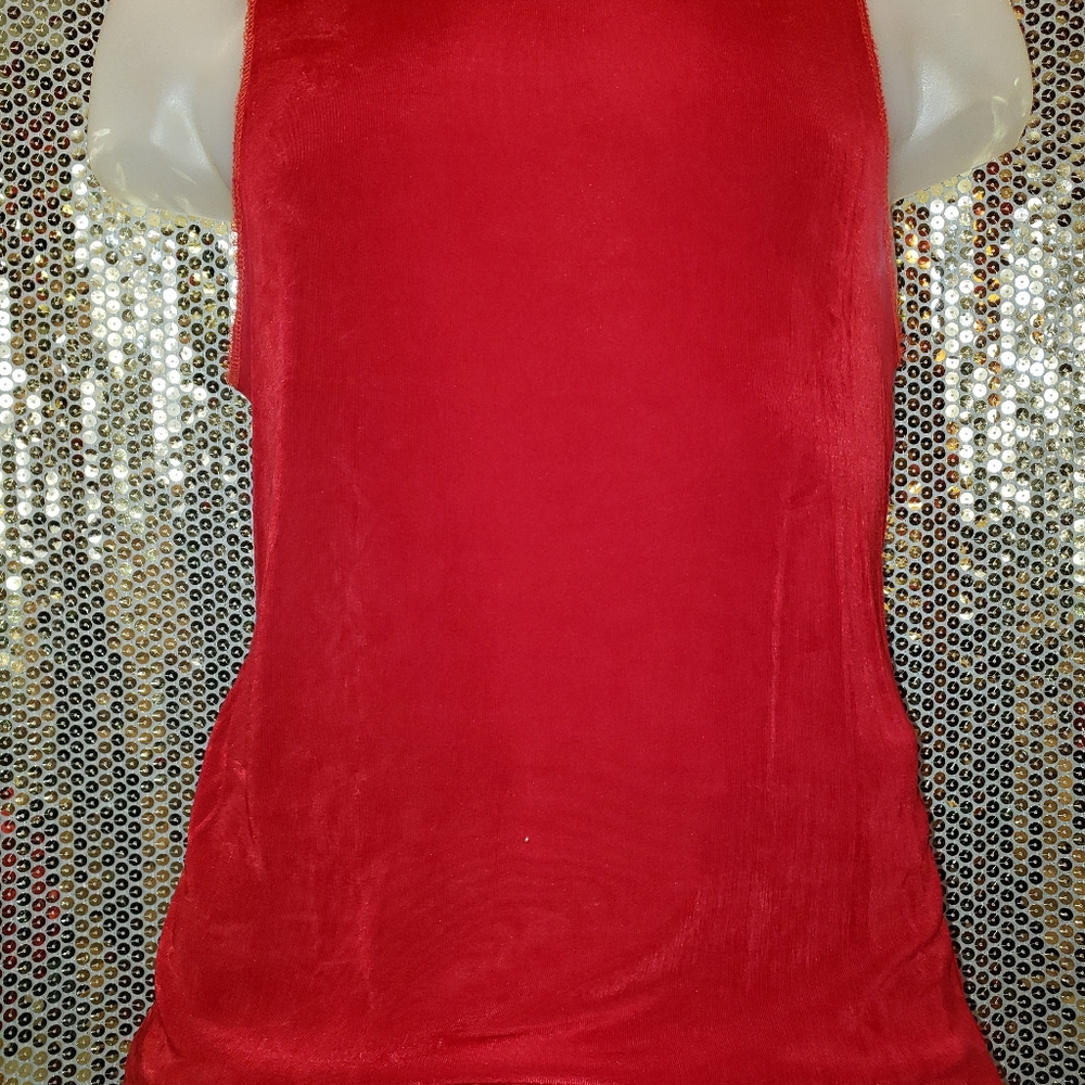 Men's red stretch custom couture tank top med/lg - Picture 4 of 8